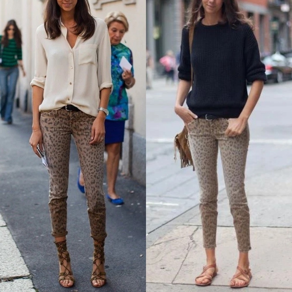 Current/Elliott The High Waist Stiletto Camel Leopard Skinny Jeans NWT 24 $208